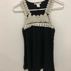 Charlotte Russe black tank top with white lace